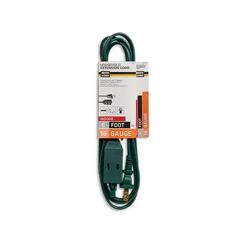 Cube Tap Extension Cord, 16/2, Green, 6-Ft.