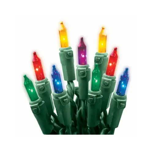 Christmas String to String 100-Light Set, Multi/Green Wire Christmas String to String 100-Light Set, Multi/Green Wire