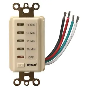Woods 59720WD Countdown Timer, 15 A, 120 V, 1800 W, 5 to 30 min Time Setting, 24 On/Off Cycles Per Day Cycle Light Almond