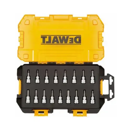 Socket Set, 17-Piece, Chrome Vanadium, Polished Chrome Vanadium Socket Set, 17-Piece, Chrome Vanadium, Polished Chrome Vanadium