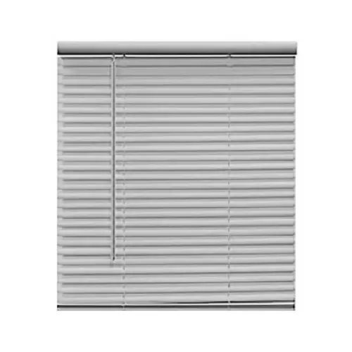 Cordless PVC Light Filtering Mini Blinds, White, 1 In. Slats, 29 x 64 In.