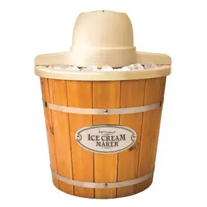 Nostalgia WICM4L Vintage Series ICMW400 Ice Cream Maker, 4 qt, 50 W, Wood Housing Material