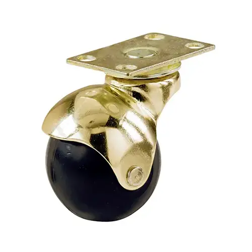 Wheel Caster, Black With Brass Hood Caster With Plate, 2-In Pair Wheel Caster, Black With Brass Hood Caster With Plate, 2-In Pair
