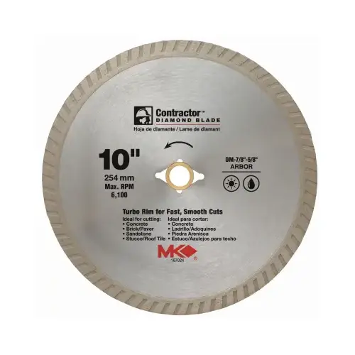 Circular Saw Blade, Turbo Rim Dry/Wet, 10-In. Circular Saw Blade, Turbo Rim Dry/Wet, 10-In.