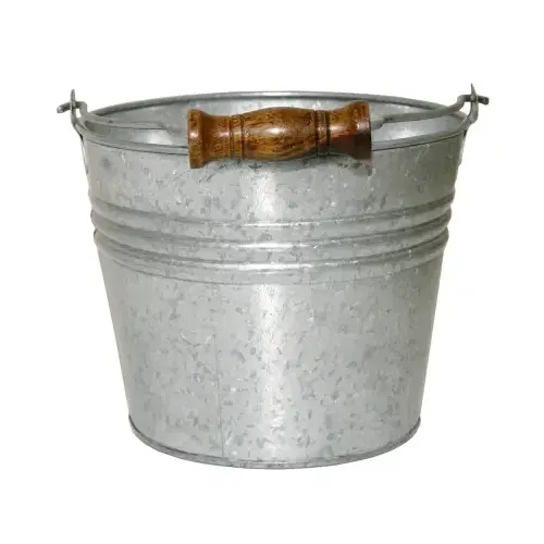 Planter With Handle, Banded Metal, Galvanized Metal, 6-In.