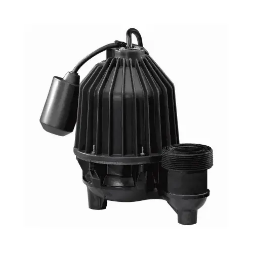 Sewage Pump, Submersible, Thermoplastic, 1/2-HP