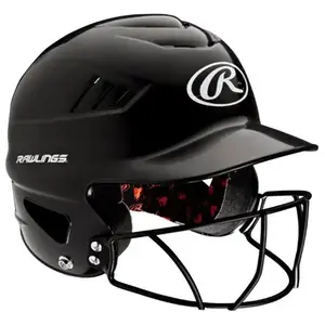 RAWLINGS SPORT GOODS CO RCFHFG-B Cool Flo Batting Helmet With Baseball Mask, Black