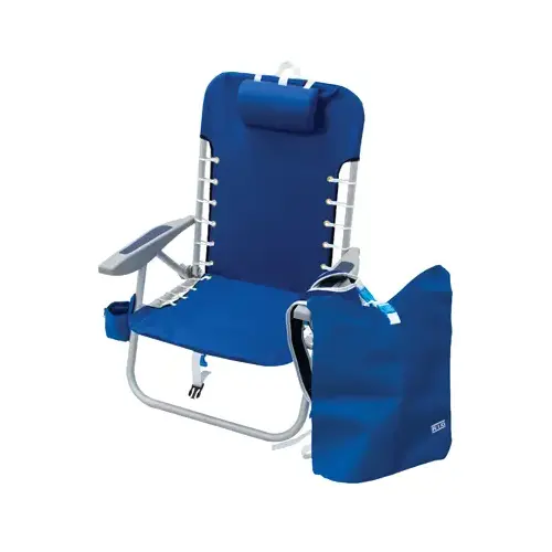 Backpack Chair With Removable Backpack, Aluminum/Ocean Blue Backpack Chair With Removable Backpack, Aluminum/Ocean Blue