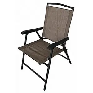 WOODARD, LLC RXTV-1928-FC-T Marbella Steel Folding Chair, Sling Fabric, Tan