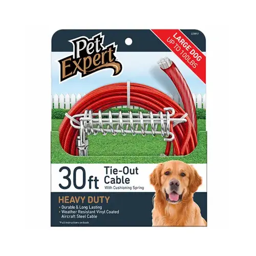 Dog Tie Out, Heavy Weight Steel Aircraft Cable, 30-Ft.