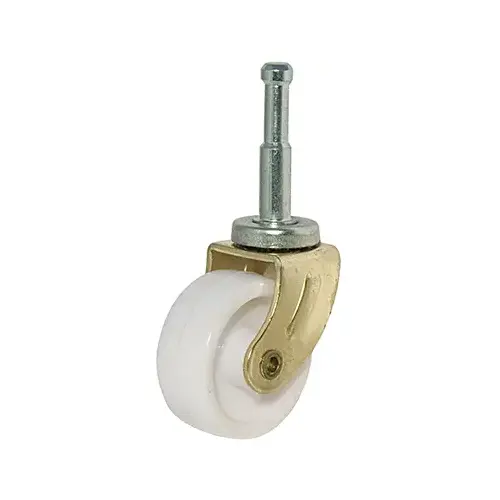 Wheel Caster, White With Brass Finish, Wood Stem, 1-5/8-In Pair Wheel Caster, White With Brass Finish, Wood Stem, 1-5/8-In Pair