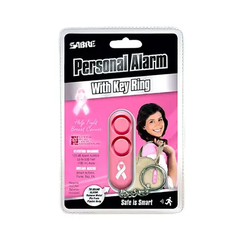 Personal Alarm with Key Ring, 110 Decibels, Pink Case