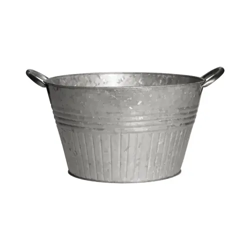 Tub Planter With Handles, Round, Galvanized Metal, 10-In.
