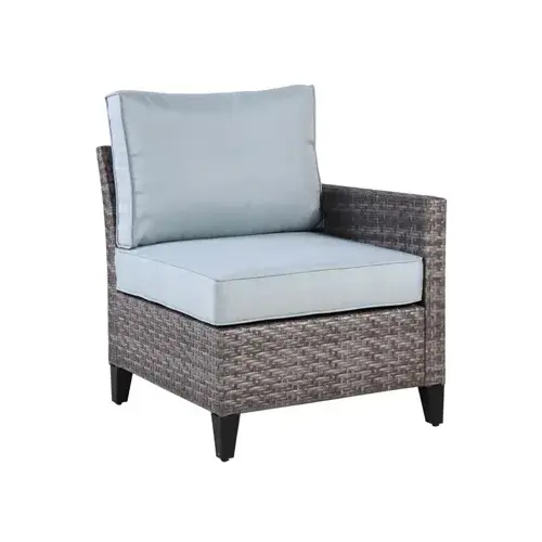 Serronova Cushioned Chair, Light Gray Wicker/Aluminum, Left-Arm Blue Serronova Cushioned Chair, Light Gray Wicker/Aluminum, Left-Arm Blue