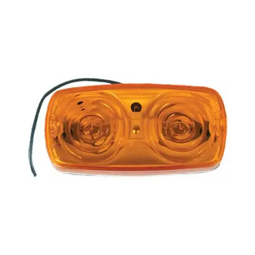 LED Marker Light, Amber Bulls Eye With White Base, 4 x 2-In.