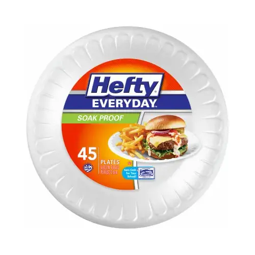 Foam Plates, Soak-Proof, 8-7/8-In., 45-Ct. Foam Plates, Soak-Proof, 8-7/8-In., 45-Ct.
