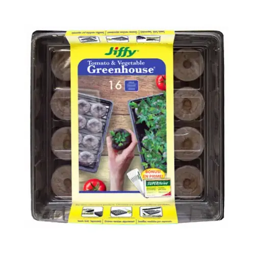Peat Pellet Tomato Greenhouse, 11 x 11 In., 16-Count
