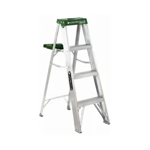 Step Ladder, 102 in Max Reach H, 3-Step, 225 lb, Type II Duty Rating, 3 in D Step, Aluminum Silver Step Ladder, 102 in Max Reach H, 3-Step, 225 lb, Type II Duty Rating, 3 in D Step, Aluminum Silver