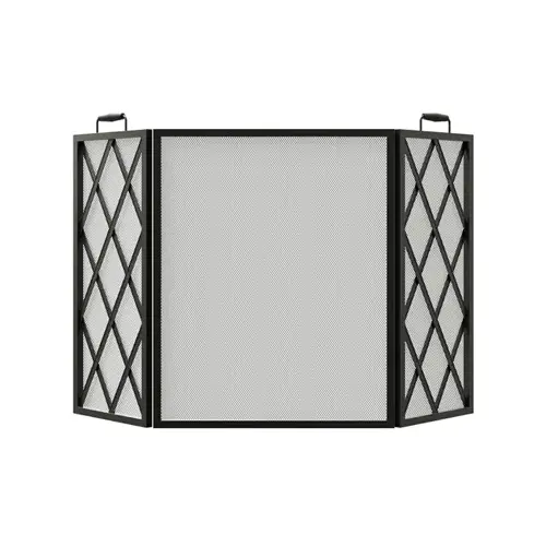 Open Hearth Fireplace Screen, Diamond-Style, Black, 3-Panel Open Hearth Fireplace Screen, Diamond-Style, Black, 3-Panel