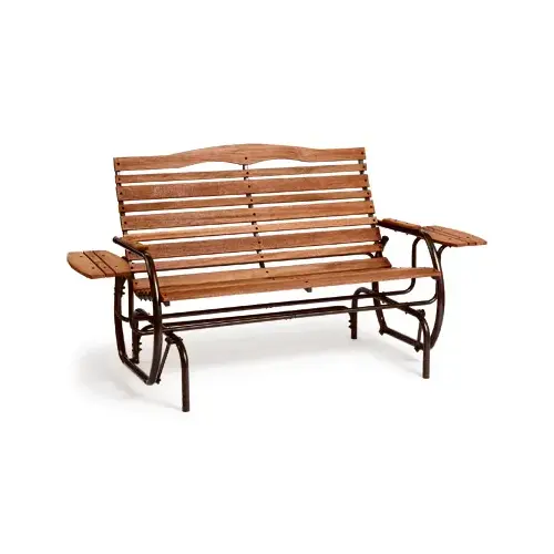 Hi-Back Glider With Trays, Hardwood Slats, 66-In. Hi-Back Glider With Trays, Hardwood Slats, 66-In.