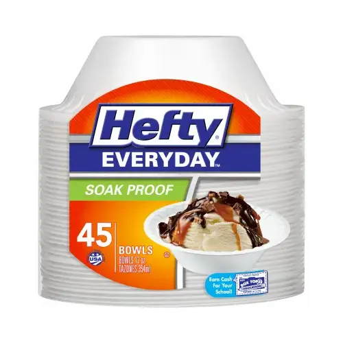 Foam Bowls, Soak-Proof, 12-oz., 45-Ct. Foam Bowls, Soak-Proof, 12-oz., 45-Ct.