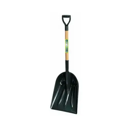 Snow Scoop, 14-1/4 in W Blade, 17-3/4 in L Blade, Polyethylene Blade, Wood Handle, 46 in OAL