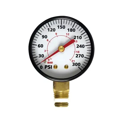 Compressor Gauge, 0-300 PSI, 1/4-In. MNPT Lower Mount