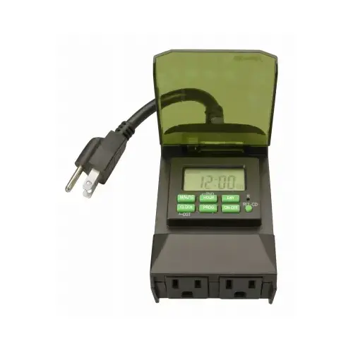 7-Day 2-Outlet Outdoor Digital Outlet Timer