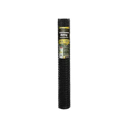Multi-Purpose Netting Fence, Black Plastic, 4 x 50-Ft.