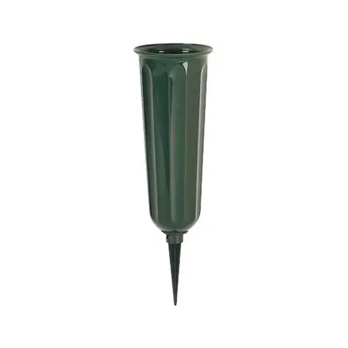 Cemetery Vase, Green Plastic, 3 x 7-In.