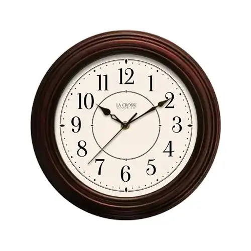 La Crosse Clock Silent Sweep Wall Clock Frame: Brown/Face: White La Crosse Clock Silent Sweep Wall Clock Frame: Brown/Face: White