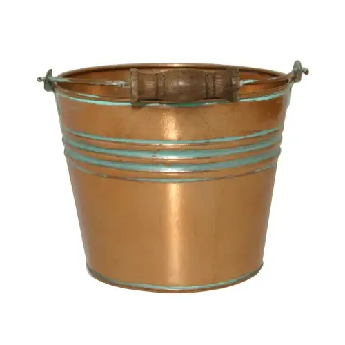 Planter With Handle, Banded Metal, Vintage Copper, 6-In. Planter With Handle, Banded Metal, Vintage Copper, 6-In.
