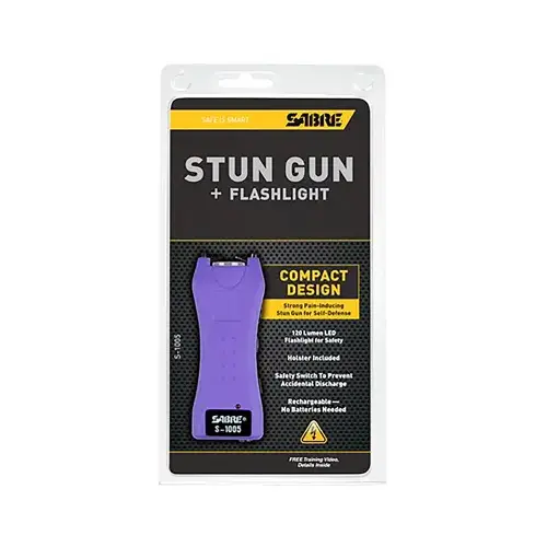 Mini Stun Gun & Flashlight, Holster, Purple Mini Stun Gun & Flashlight, Holster, Purple
