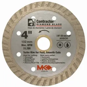 MK DIAMOND PRODUCTS 167020 Circular Saw Blade, Turbo Rim Dry/Wet, 4-In.
