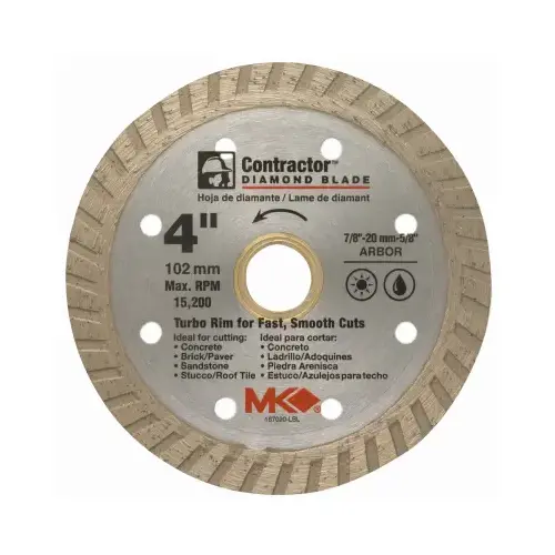 Circular Saw Blade, Turbo Rim Dry/Wet, 4-In. Circular Saw Blade, Turbo Rim Dry/Wet, 4-In.