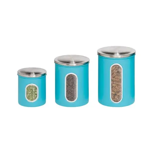 Storage Canisters, Blue Metal - pack of 3 Storage Canisters, Blue Metal - pack of 3