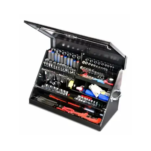 Tool Box, 5260 cu-in, Steel, Black, 18-1/4 in H x 30-3/4 in W x 15-1/4 in D Outside