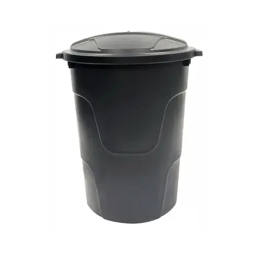 Trash Can with Lid, 32-Gallons Black
