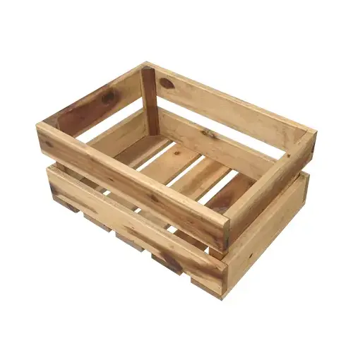 Crate-Style Wood Planter, 13.5 x 6-In. Natural