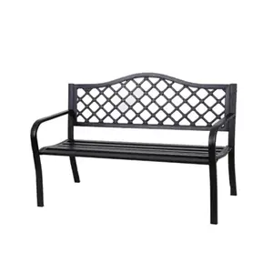 Four Seasons Courtyard IP-WK3294 Park Bench, Black Steel Frame