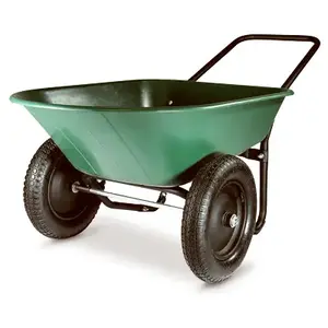 Green Thumb 70008 2-Wheel Poly Wheelbarrow, 5-Cu.-Ft. Capacity Green & Black