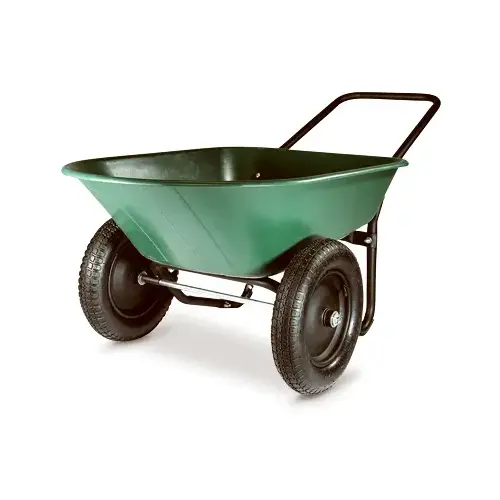 2-Wheel Poly Wheelbarrow, 5-Cu.-Ft. Capacity Green & Black