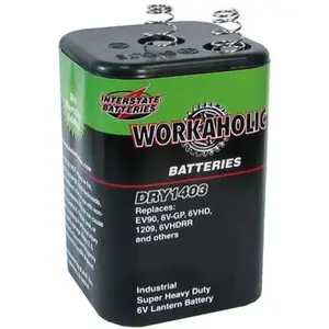 INTERSTATE ALL BATTERY CENTER DRY1403 Heavy Duty Lantern Battery, Spring Top, 6-Volt
