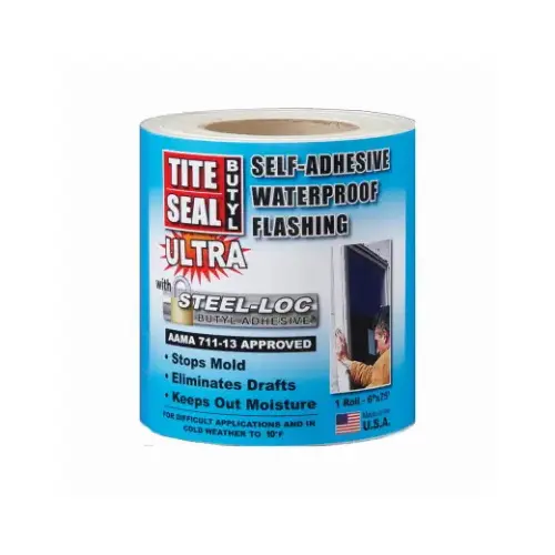 Flashing, Self-Adhesive, Waterproof, White Butyl, 6-In. x 75-Ft.