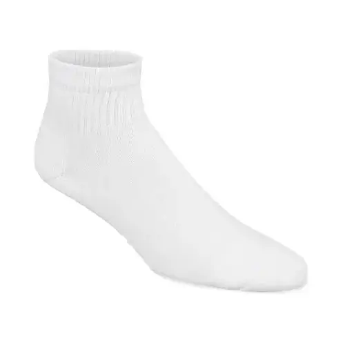 Athletic Socks, Quarter, White, Men's Medium - pack of 3