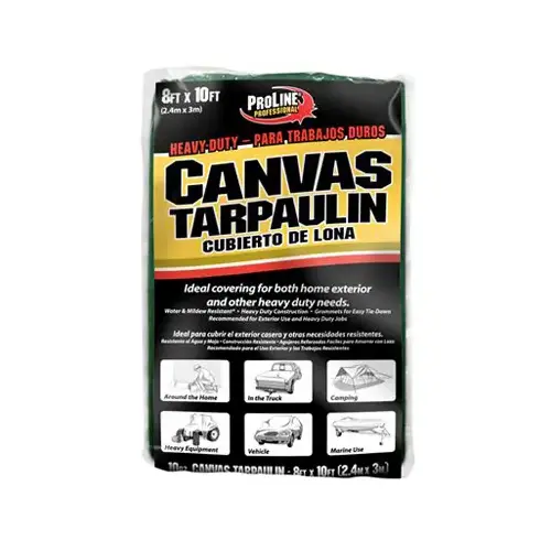 Canvas Tarp, Hunter Green, 8 x 10-Ft., 10-oz.