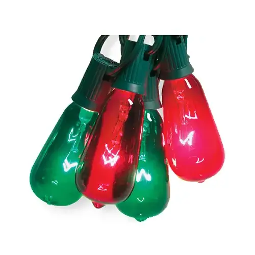 Christmas String Light Set, Edison Bulb, Green & Red, 10-Ct. Christmas String Light Set, Edison Bulb, Green & Red, 10-Ct.