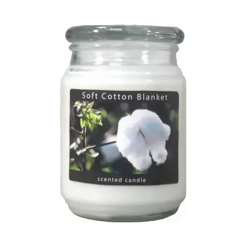 Scented Wax Candle Jar, Soft Cotton Blanket, 18-oz. White Scented Wax Candle Jar, Soft Cotton Blanket, 18-oz. White