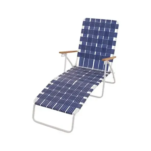 Web Chaise Lounge, Hi-Back, White Steel Frame & Blue Web Web Chaise Lounge, Hi-Back, White Steel Frame & Blue Web