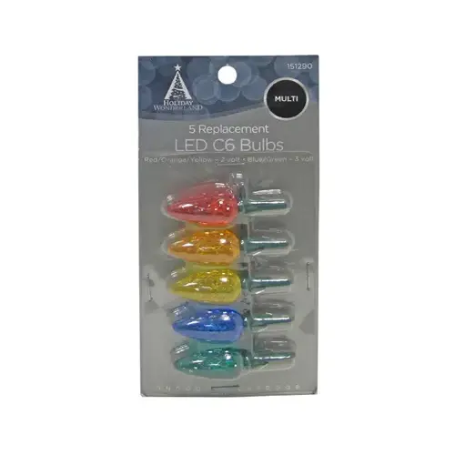 Christmas Lights LED Replacement Bulb, C6, Multi-Color - pack of 5